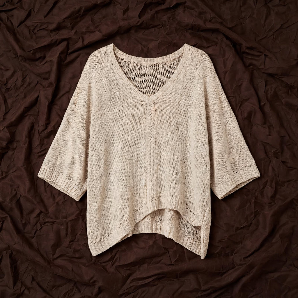 Set blusa malla beige/ pescadora elastizada camel [ talla L/XL]