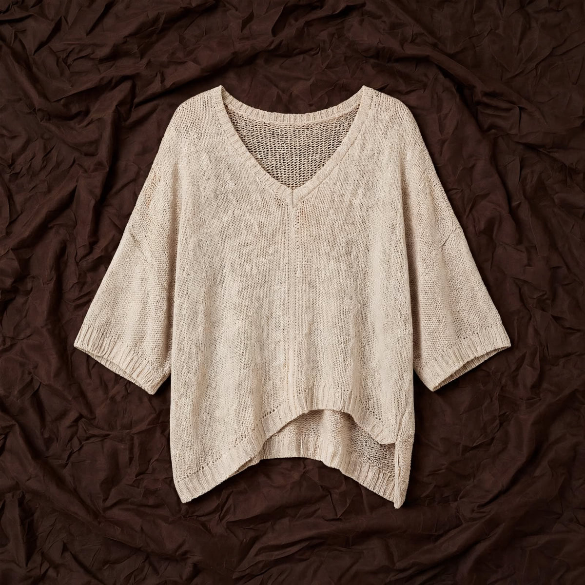 Set blusa malla beige/ pescadora elastizada camel [ talla L/XL]