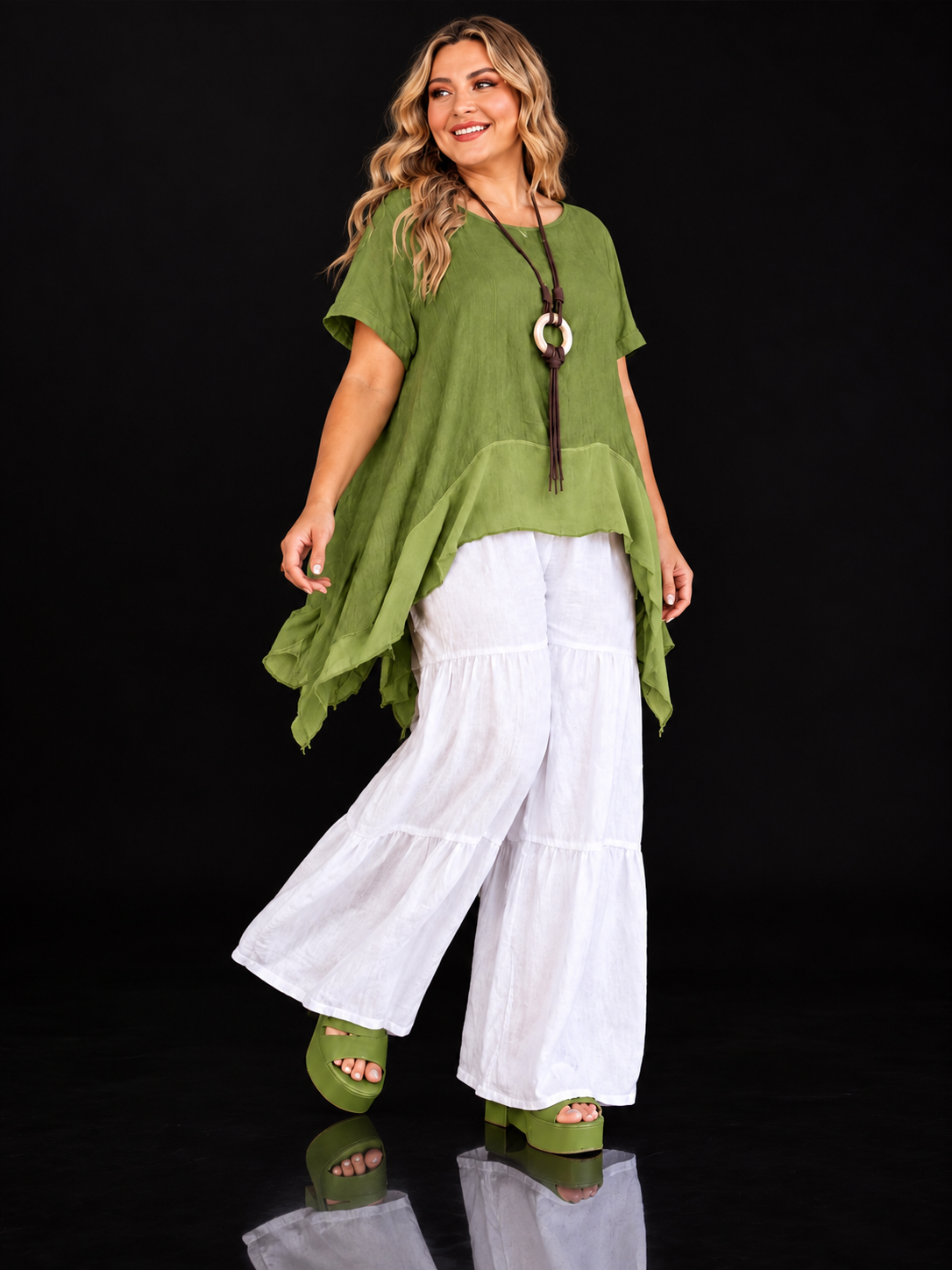 Blusa lino verde talla L/XL