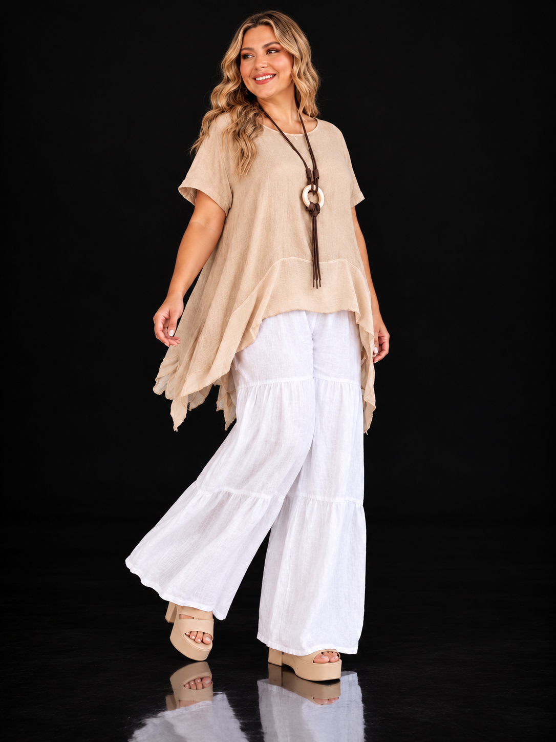 Blusa lino beige talla L/ XL