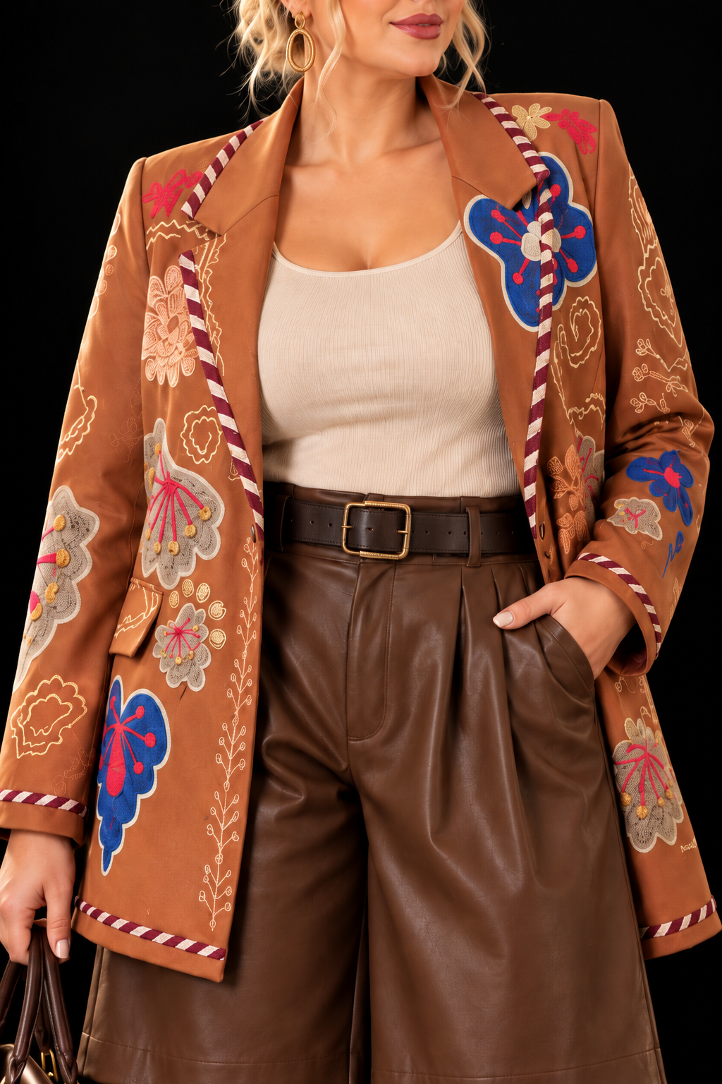 Chaqueta Camel con bordados